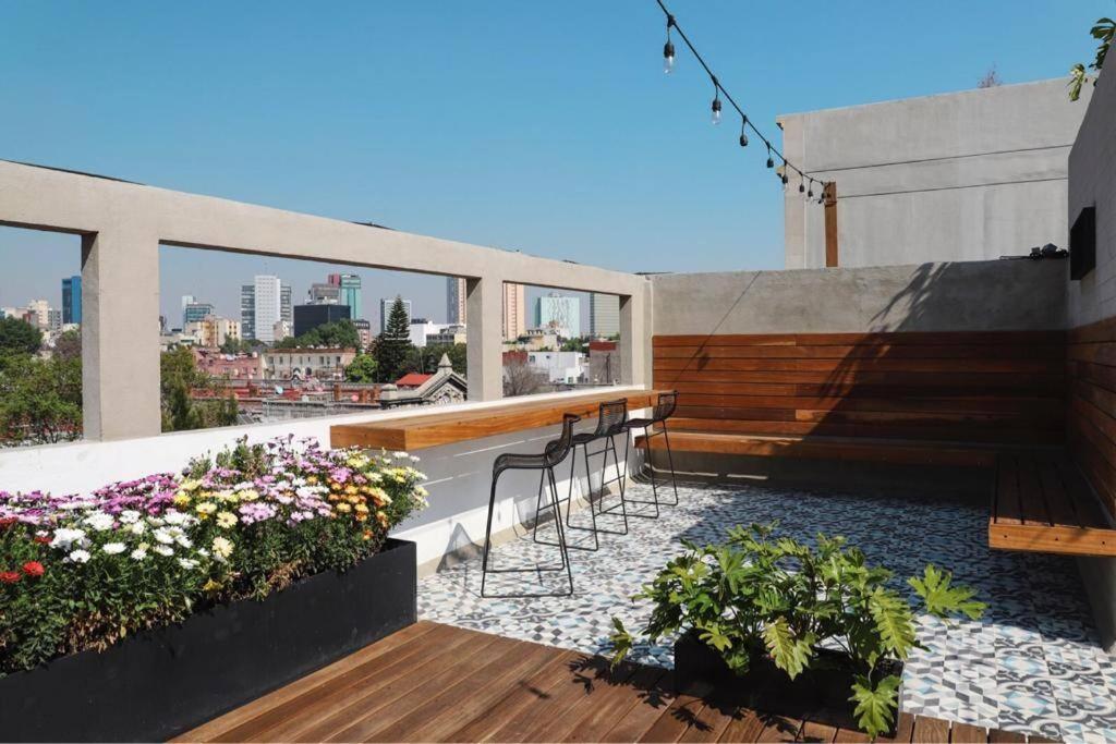 New Mex Inspired Bo-Ho Chic Apartment With Private Patio And Roof Terrace เม็กซิโกซิตี้ ภายนอก รูปภาพ